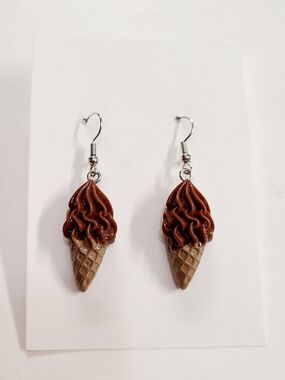Chocolate Ice Cream Cone Dangle Earrings